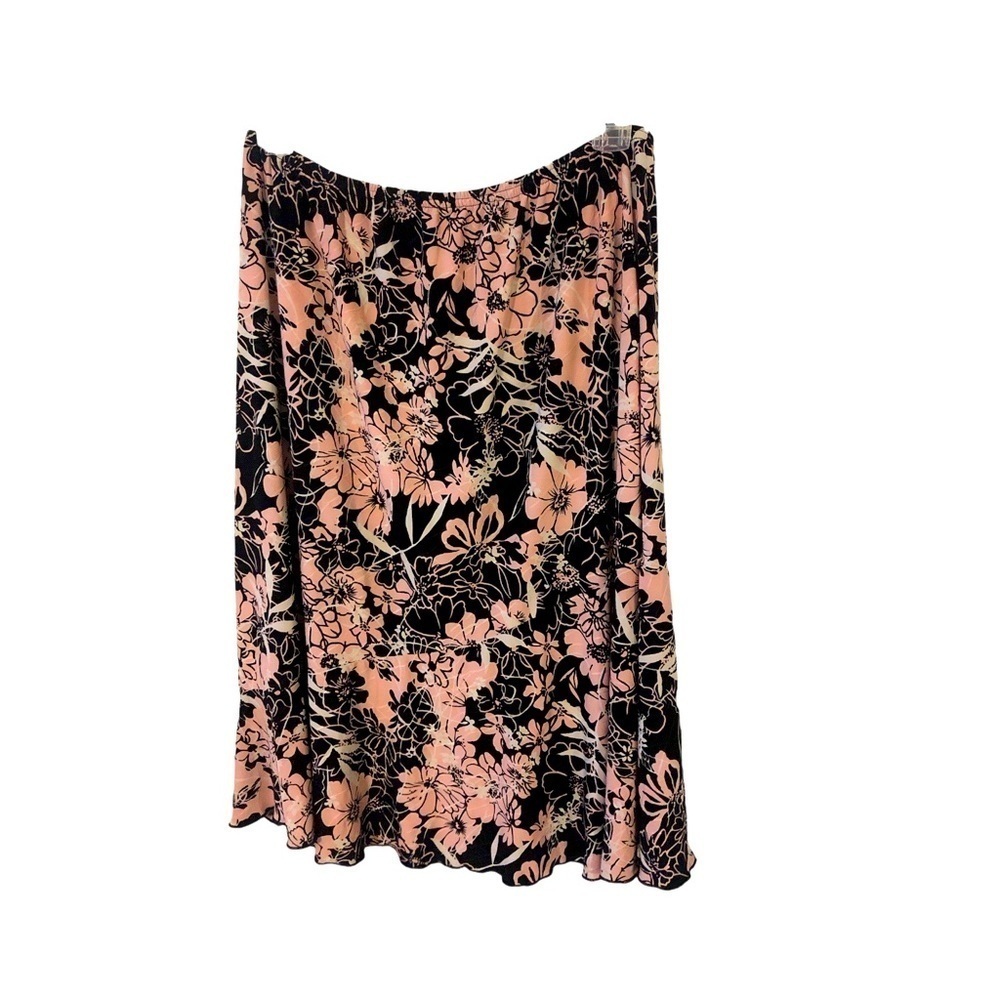 Y2K Claudia Richards Pink/ Black Floral A-Line Slip-on Knee Length Skirt  XL